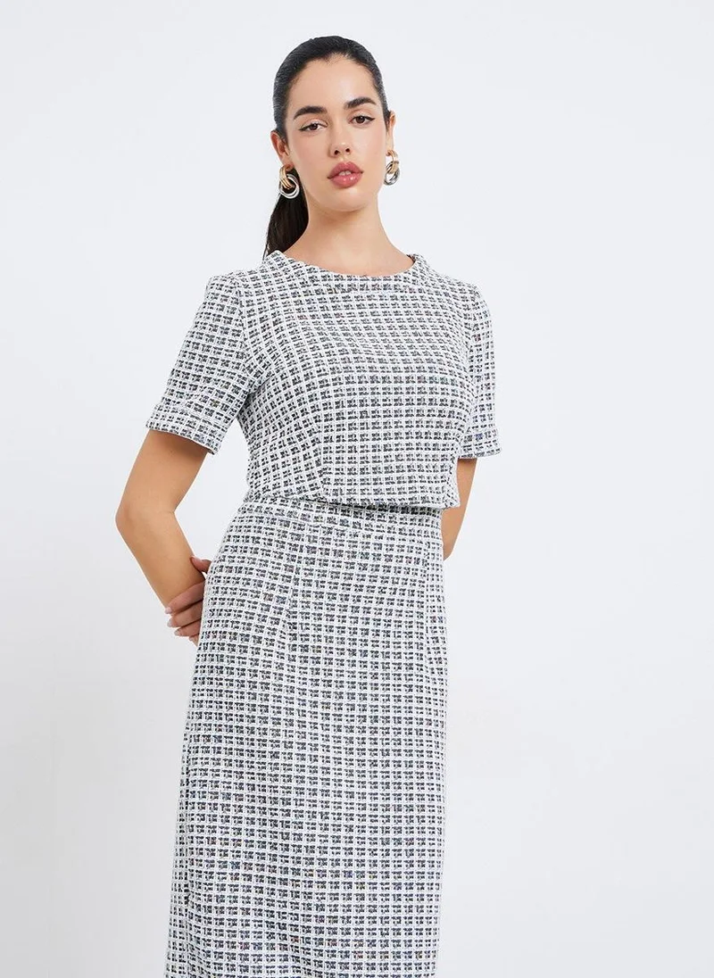 Styli Women Sheath Tweed Midi Dress